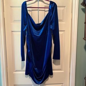 Plus Size Blue Velvet Dress